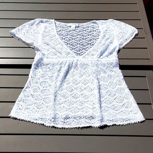 LOFT Beautiful lace tunic cap sleeve top